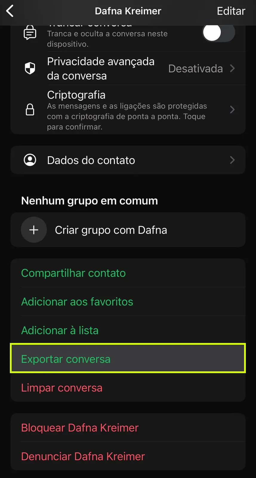 Android prévia de exportação